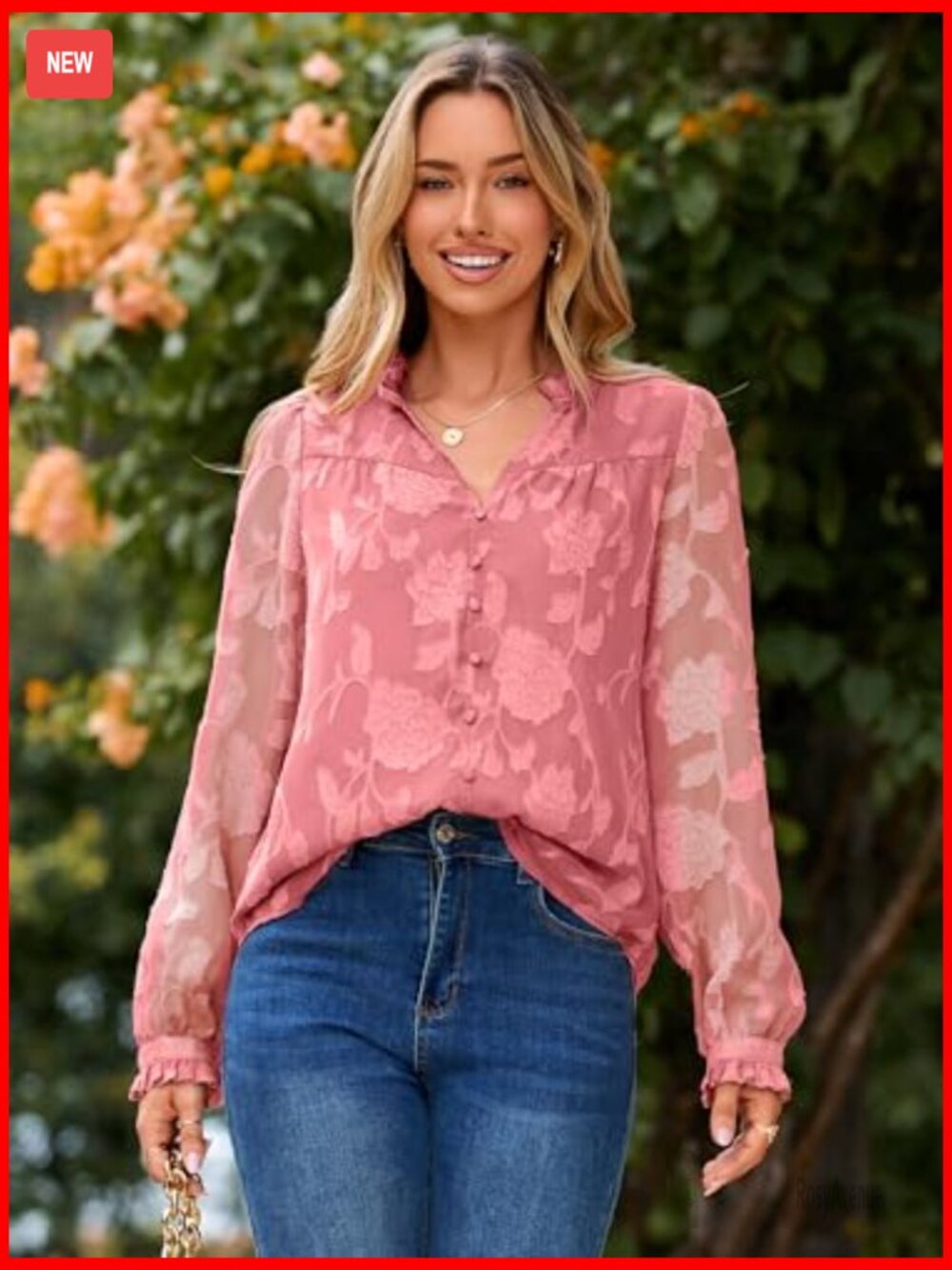 Dressy Casual Loose Fit V Neck Chiffon Blouse Long Sleeve Tunic - Picture 5 of 7